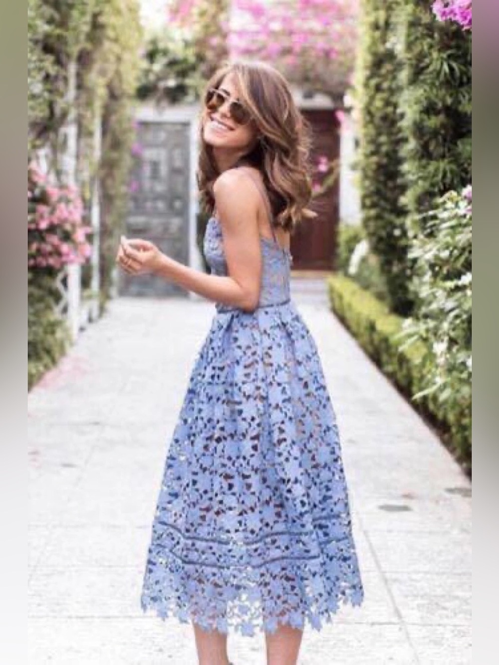SELF-PORTRAIT Azalea Light Blue Guipure Lace Dress size 4 - Picture 4 of 17